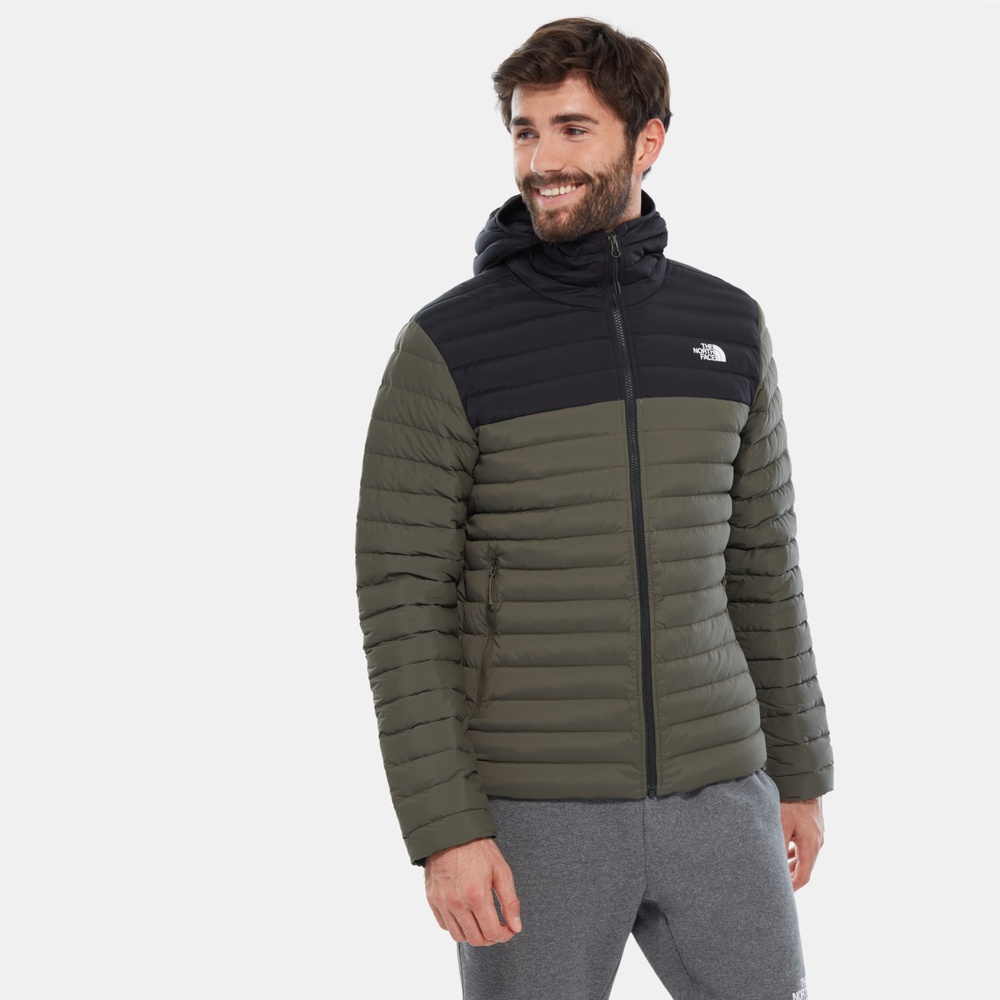 The North Face Stretch Down Hoodie Jacket New Taupe Green  Black XL Mens